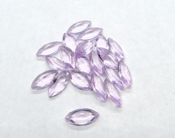 20 Pcs Vintage Pink Lucite Faceted Marquise Shaped Cabochons - 15x7x4mm  (A170Q)