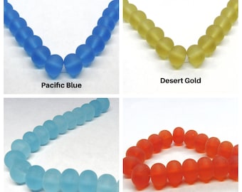 Choice of Color 1 Strand 14 x 10mm Rondelle Cultured Sea Glass Beads