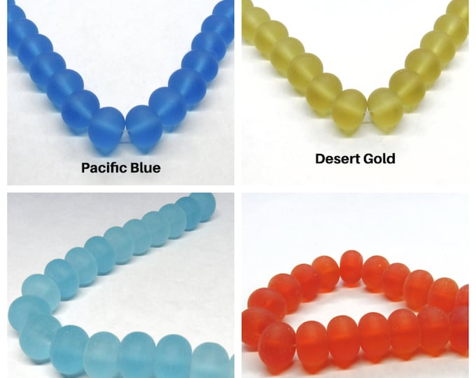 Choice of Color 1 Strand 14 x 10mm Rondelle Cultured Sea Glass Beads