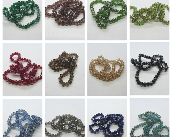 Choice of Color 1 Strand Electroplate Half Rainbow Plated 6x5mm Rondelle Glass Beads (A428a-L)