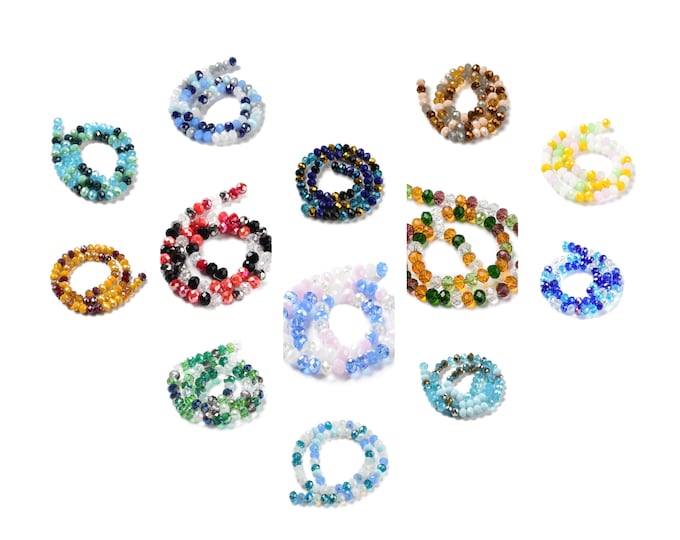 1 Str 8x6mm Choice of Color Faceted Glass Rondelle Bead Sets (A448a-g/449a-f)