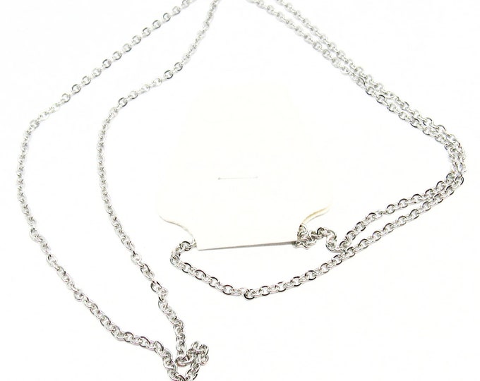 1 (304) Stainless Steel Silver Tone Cable Link Chain Necklace 25 5/8" (A229n)