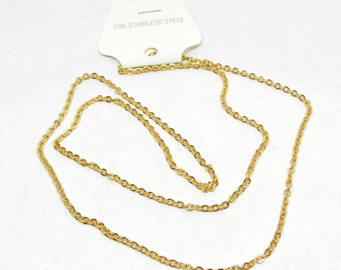 1 (304) Stainless Steel Gold Plated Cable Link Chain Necklace 23 5/8" (A231a)
