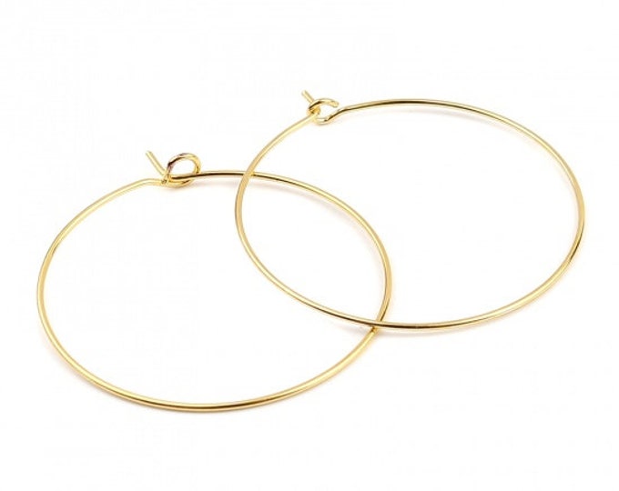 20 Gold Plated Iron Wine Glass Charm Round Hoops 38mm  (A362k)