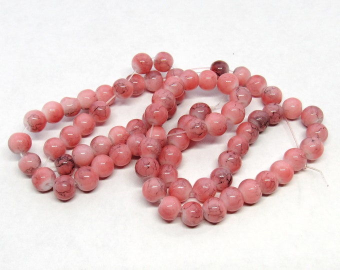 1 Strand 6mm Pink Drawbench Glass Beads (A11a)