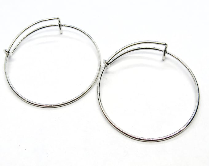 2 Silver Tone Alloy Baby Size Expandable Charm Bangle Bracelets 7 7/8" (A166d)