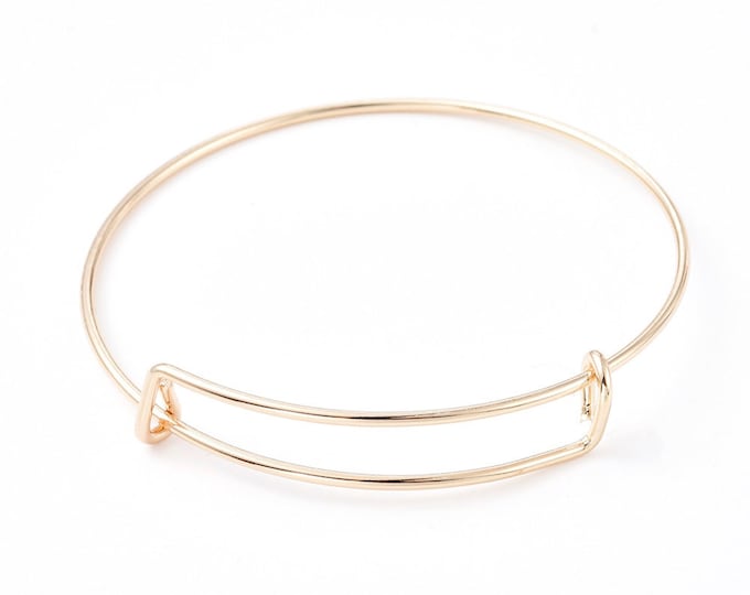 5 Gold Plated Stainless Steel Expandable Charm Bangle Bracelets 65-74mm(7.5-8.5")  (A239c)