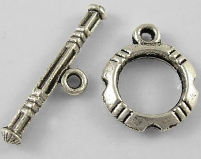 Antique Silver Round Toggle Clasps 14.5x12mm  (A306j/k)