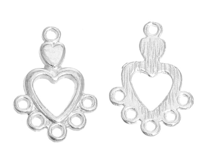 Silver Plated 1 to 3 Heart Chandelier Links 19x13mm (A15a/b)