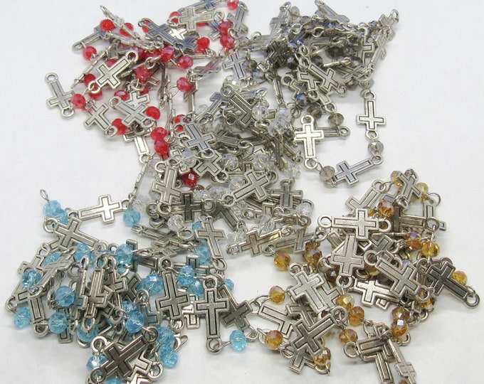 1 Yd Silver Tone Rondelle and Cross Beaded Chain  (A156b1-5)