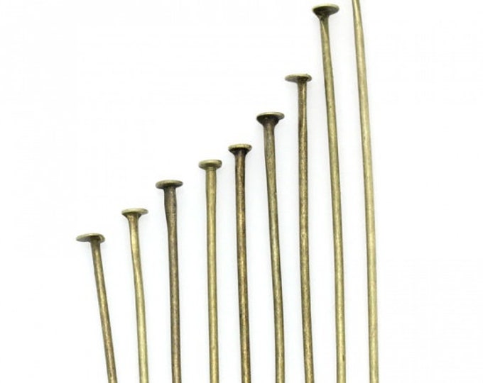 800 Assorted Sized Antique Bronze Tone Alloy Head Pins (5/8" - 2") 21G (A20a)