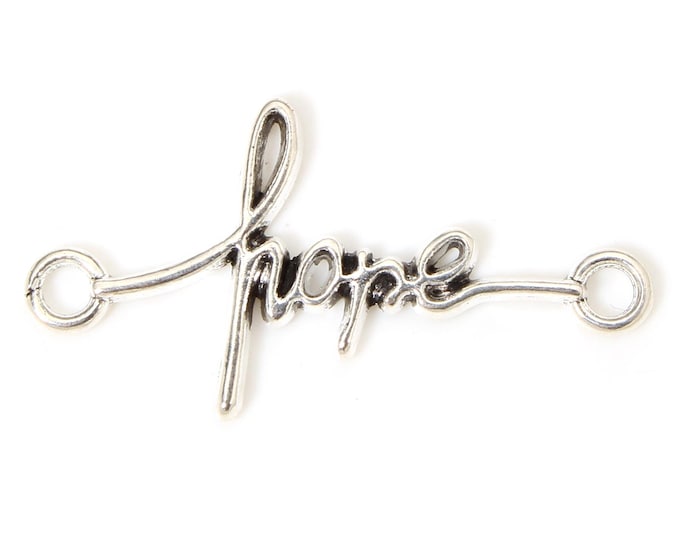 10 Antique Silver "Hope" Connector Links 33 x 17mm  (A477d)
