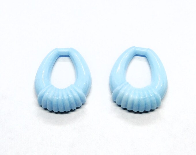 2 Vintage 30x28mm Lucite Door Knocker Hoops - Sky Blue  (A108m)