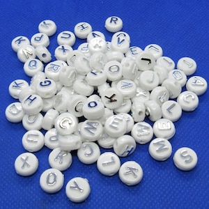 7mm White Number Beads Numeric Bead Acrylic Beading Personalized Jewelry  for Custom Birthday Anniversary Date Bracelet Necklaces Keychain 