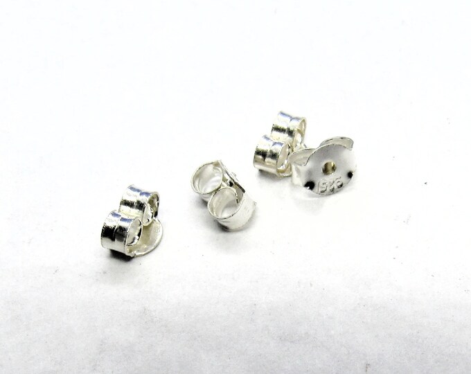 2 Pr (4pcs) .925 Silver Ear Nut Post Stoppers 5 x 4mm (A156j)