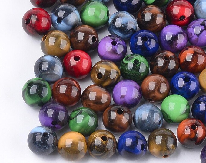 100Pcs 8mm Round Imitation Gemstone Acrylic Beads (A495d)