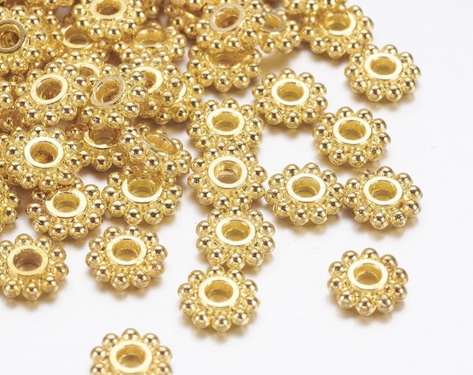 1000 Gold Tone 6.5mm Alloy Daisy Spacer Beads  (Desk E-k)
