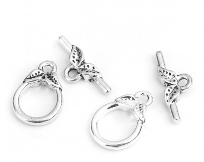 Antique Silver Round Toggle Clasps 17x11mm  (A267c/d)