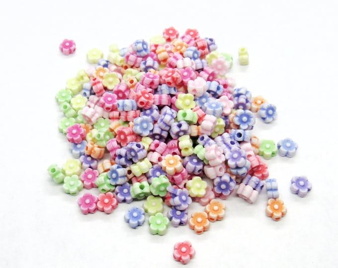 250 Mixed Color 7x4mm Acrylic Flower Beads (A127b)