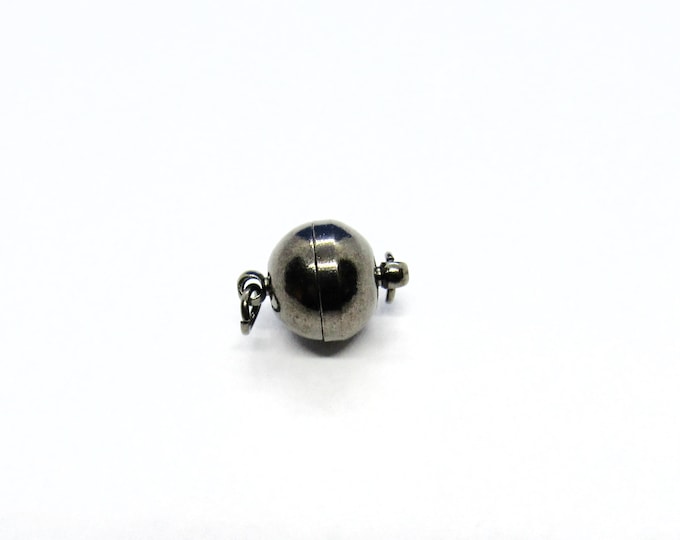 3 Gunmetal/Black Tone Round Brass Magnetic Clasps 17.5 x 12mm (A129w)