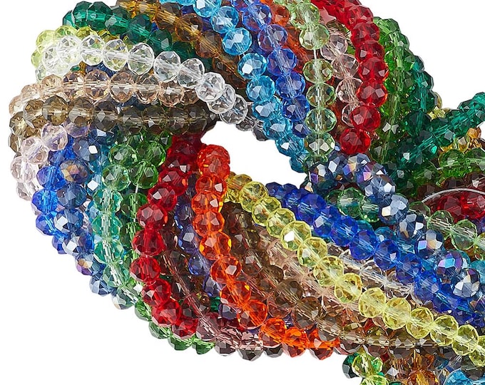 Choice of Color 8x6mm Transparent Rondelle Glass Beads (a123)
