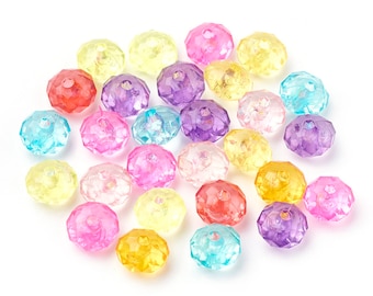 150 Mixed Colors 8x5.5mm Faceted Rondelle Acrylic Beads (A247a)