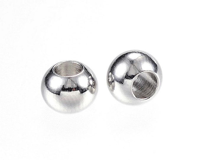 25 (304) Stainless Steel Silver Tone 6x4.5mm Rondelle Spacer Beads (A292c)