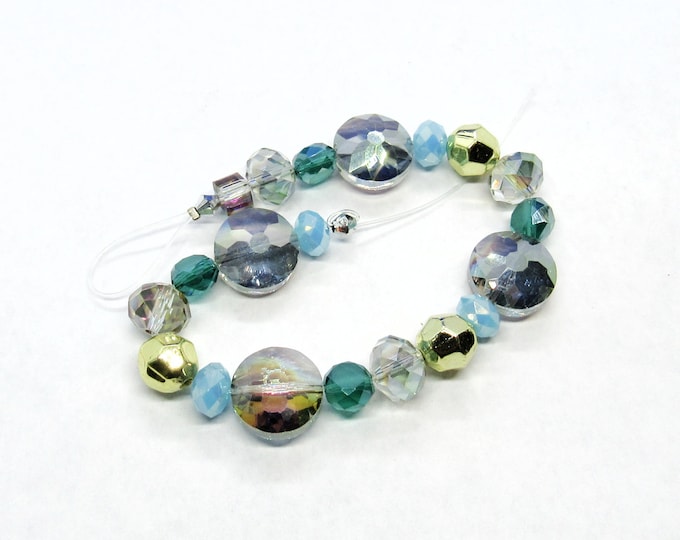 1 Strand Assorted Faceted Tiara Glass Crystal Beads (A64n)