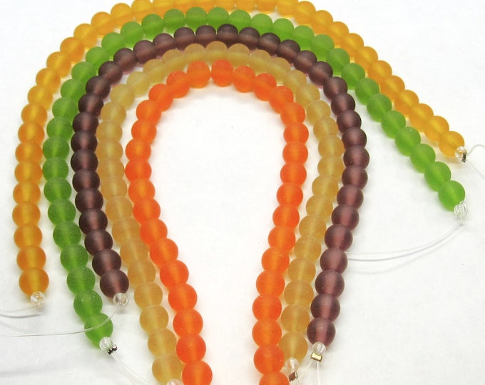 Choice of Color 1 Strand 6mm Round Cultured Sea Glass Beads (A140e-i)