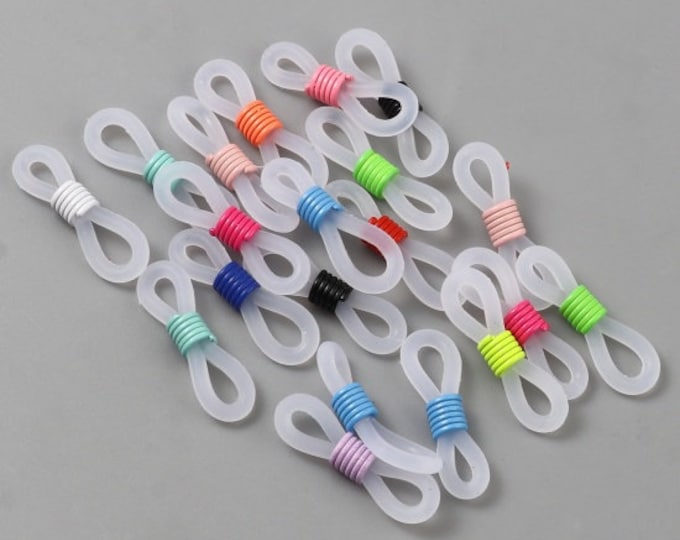 5 Pr (10 pieces) Assorted Silicone Color Mask/Eyeglass Holders 21x6mm (a268f)