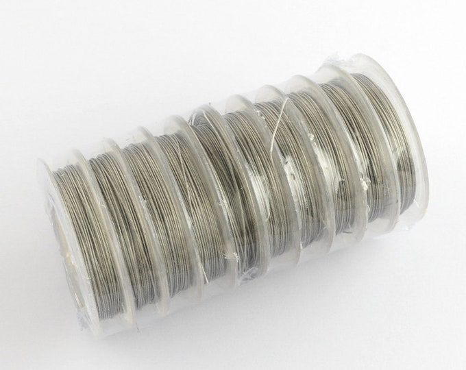 Choice of Size 10 Spools 10M ea. Silver Tone Tiger Tail Jewelry Wire
