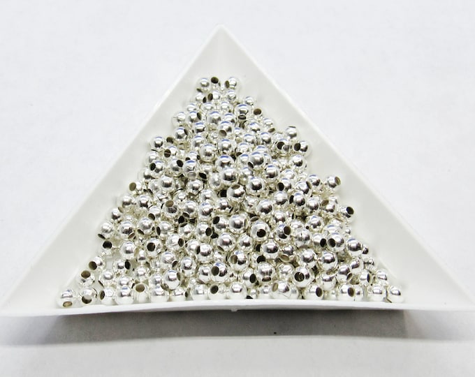 15G (Approx 300) 3mm Silver Tone Alloy Round Spacer Beads  (A116b-d)