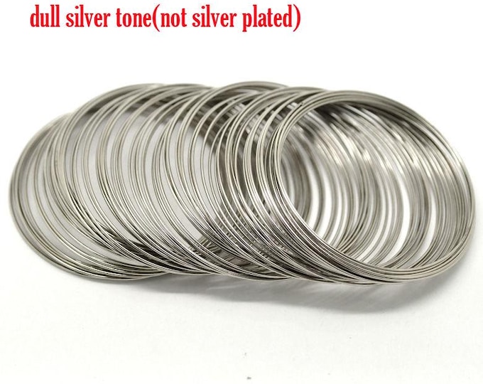 200 Loops Silver Tone Alloy Memory Wire 60-65mm/.6mm  (A480d)