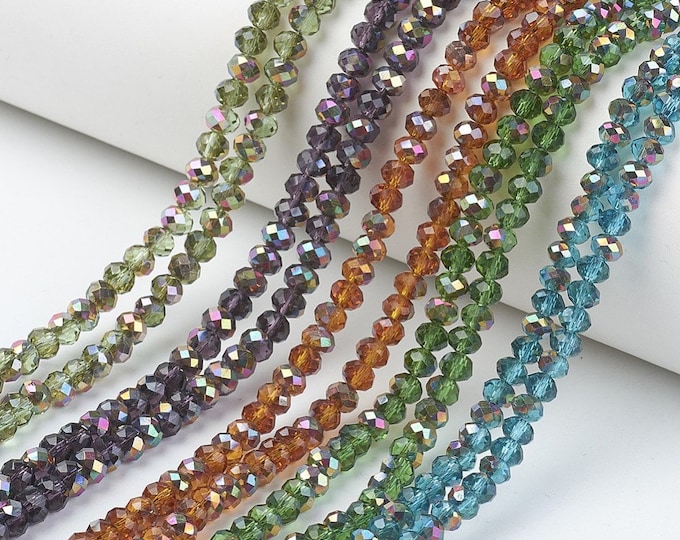Choice of Color 1 Strand Electroplate Half Rose Gold Plated 6x5mm Rondelle Glass Beads (A415a-i)