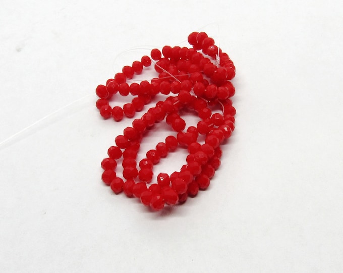 1 Strand 4x3mm Faceted Glass Rondelle Beads - Red (A371L)