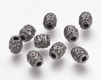 Gunmetal 5mm Metal Alloy Barrel Spacer Beads  (A402e/f)