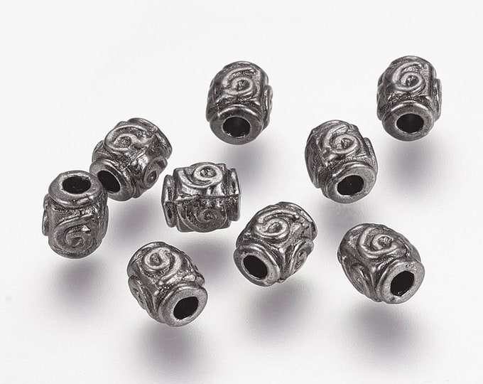Gunmetal 5mm Metal Alloy Barrel Spacer Beads  (A402e/f)