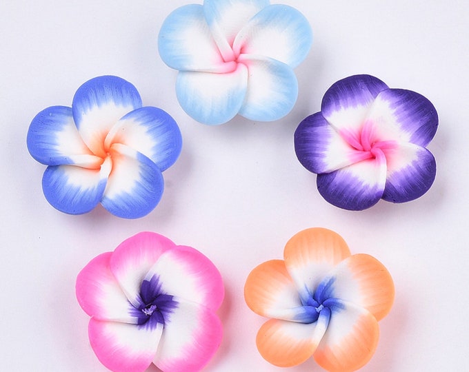10 Pcs Handmade Flower Polymer Clay Beads 24x8mm (A231g)