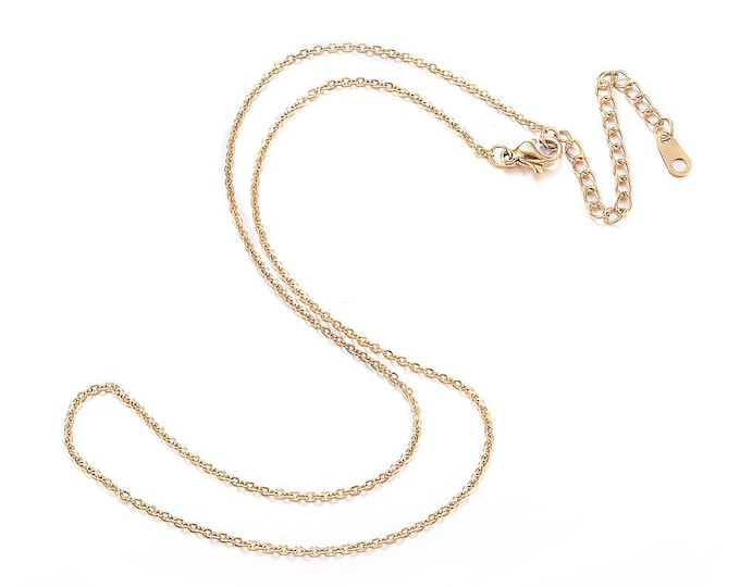 2 Ion Plated (304) Stainless Steel Gold Tone Cable Chain Necklaces 17.3" (A511h)