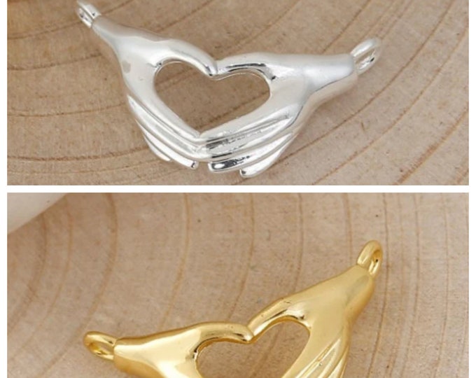 2 Choice of Color Copper Hands/Heart Design Connector Links 21x12mm (A267m/366L)