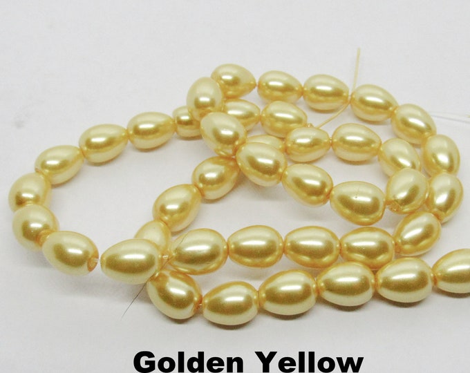 1 Strand 9x6mm Teardrop Glass Pearl Beads (A15k)
