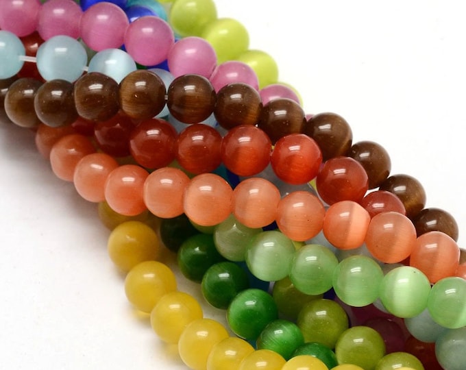 Choice of Color 1 Strand 8mm Cat's Eye Glass Beads (A113h-j)