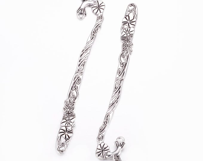 3 Antique Silver Tibetan Alloy Bookmark Findings 123mm (A218c)