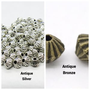 Choice of Antique Silver or Bronze Tone 4mm Bicone Spacer Beads (A176j/350a)