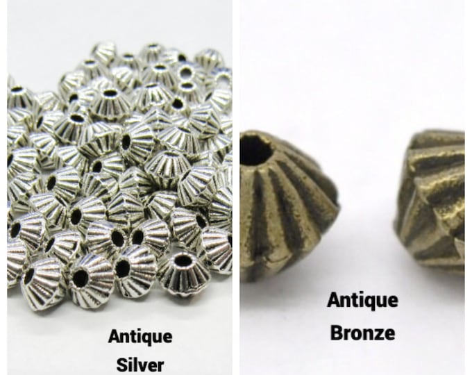 Choice of Antique Silver or Bronze Tone 4mm Bicone Spacer Beads (A176j/350a)