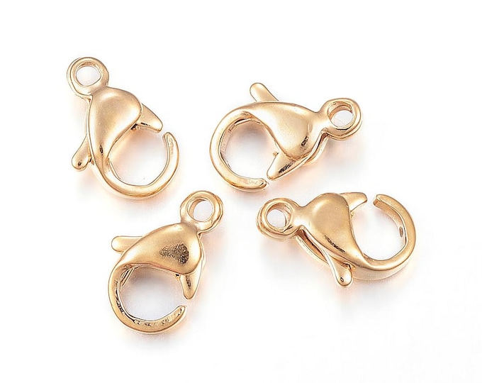 5 (304) Stainless Steel Golden Alloy Lobster Claw Clasps 9x6mm (A292i)