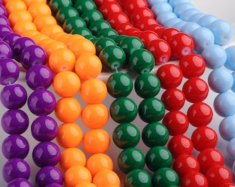 Choice of Color 1/2 Strand 8mm Round Painted Glass Beads (a110)