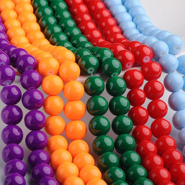 Choice of Color 1 Strand 8mm Round Painted Glass Beads (A48/128)