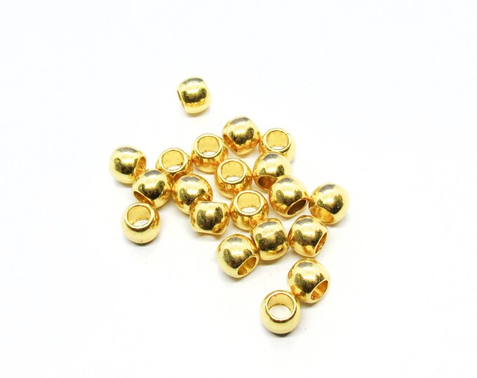 20 Gold Plated Alloy 7mm Alloy Round Spacer Beads (A143e)