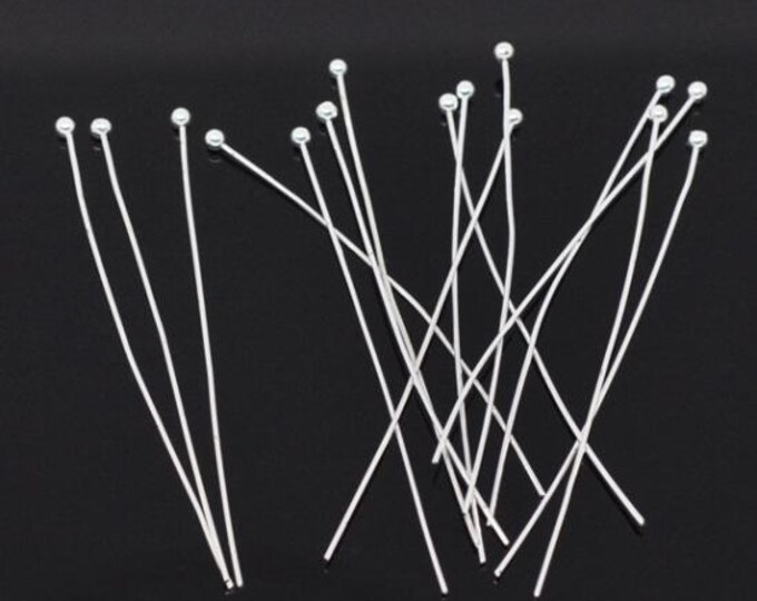 300 Silver Plated Brass Ball Pins 50mm (24G) (A514e)